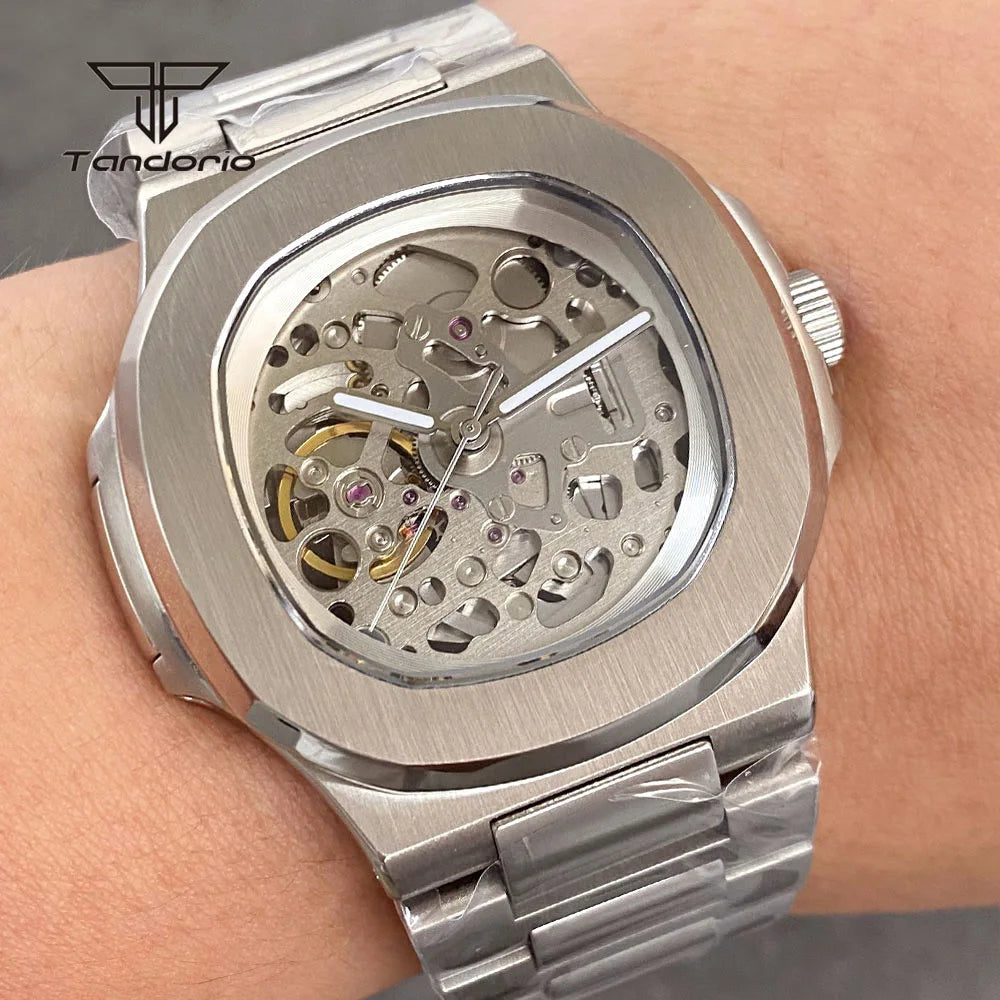 Tandorio NH70 Skeleton 40mm Square Watch Sapphire 10Bar TD306