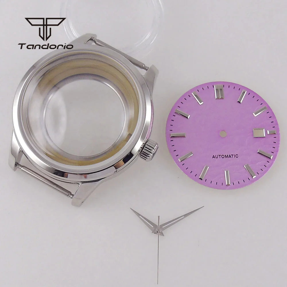 Tandorio Cocktail Mod Watch Case Domed Sapphire 40mm NH35 Automatic +33.5mm Dial Set Glass Back GS Style Accessary
