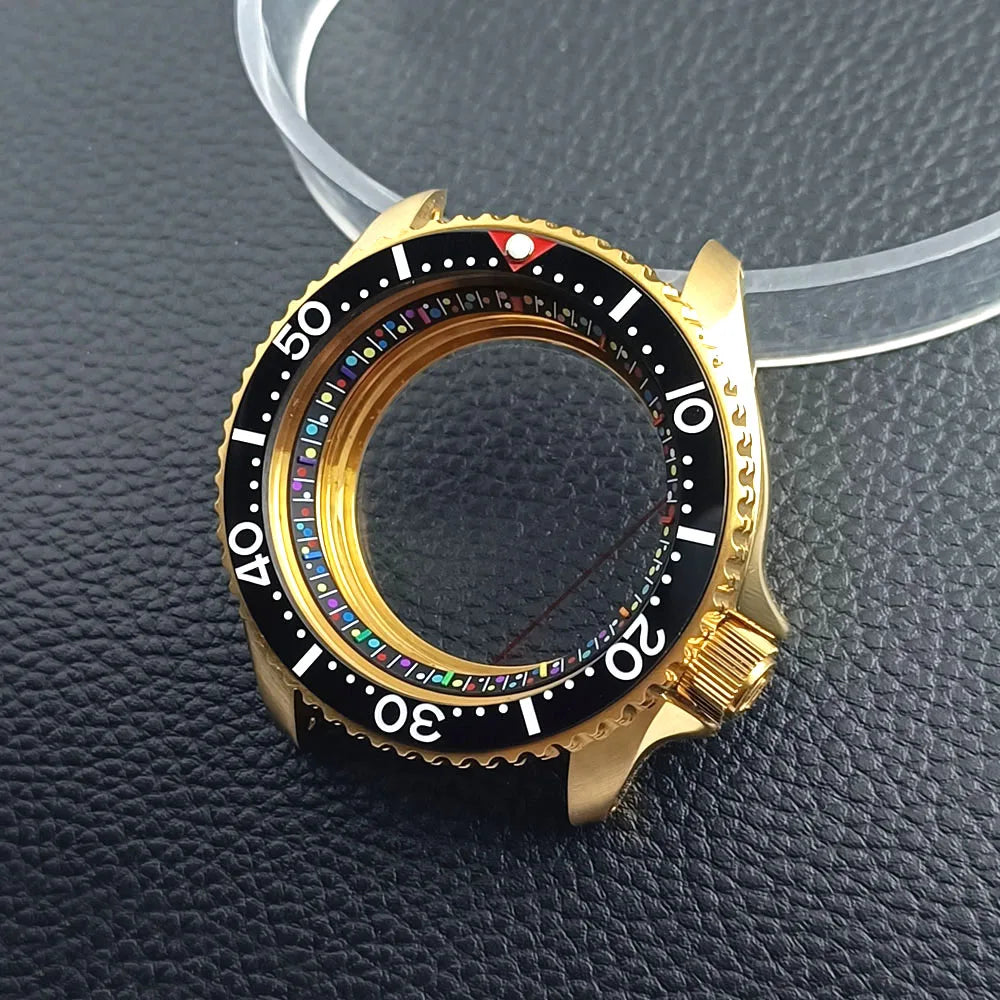 NH35 42mm用ゴールドSkx007ケースモッド 316ローズゴールドスチールケース NH35 NH36ムーブメント/ダイヤルケースプレーンサファイアガラス 22mmストラップウォッチボックス