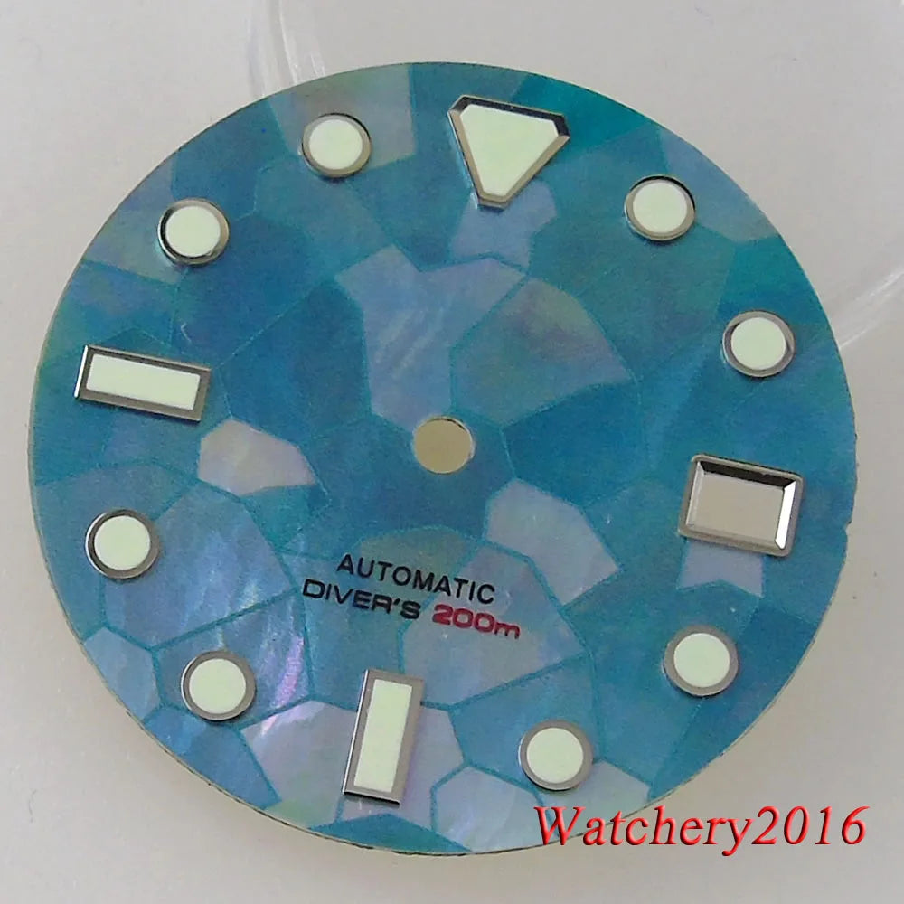 29mm Watch Parts White Blue Black Watch Dial Mother Of Pearl Fragment Pattern Fit NH35 NH36 Automatic Mens Watch Accessories