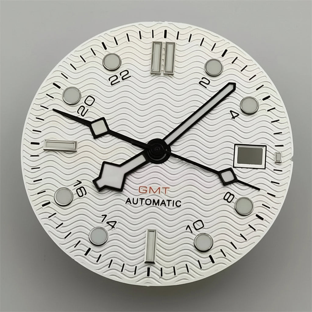 31mm NH34 GMT Dial Hands black blue white color green luminous