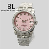 DateJust Dress Watch BLIGER BL001 36mm39mmPink Dial NH35A Automatic 904 Stainless Steel Fluted Bezel Sapphire Diamond Roman Marks