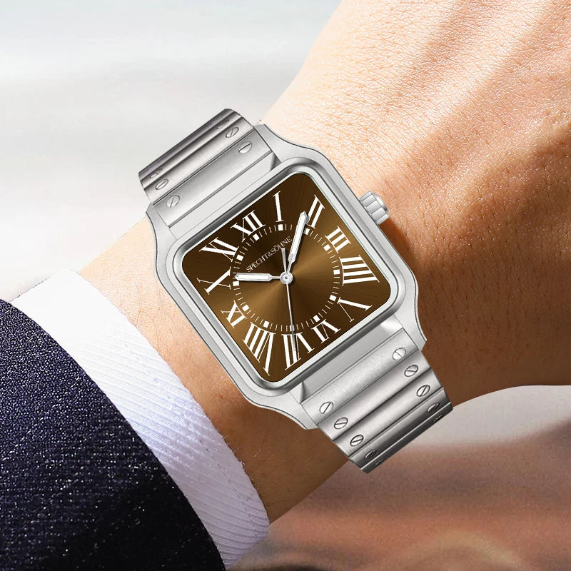 Quartz Square Watch Specht & Söhne Classic 34MM Ultra thin Casual Watch Sapphire 50M Waterproof Reloj Hombre