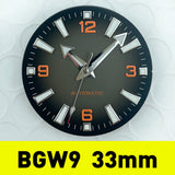 33mm No Logo Black Orange Gradient Sterile Watch Dial for Nh38 Nh35 Movement Planet Style Mens Watch BGW9 Lume + Hands
