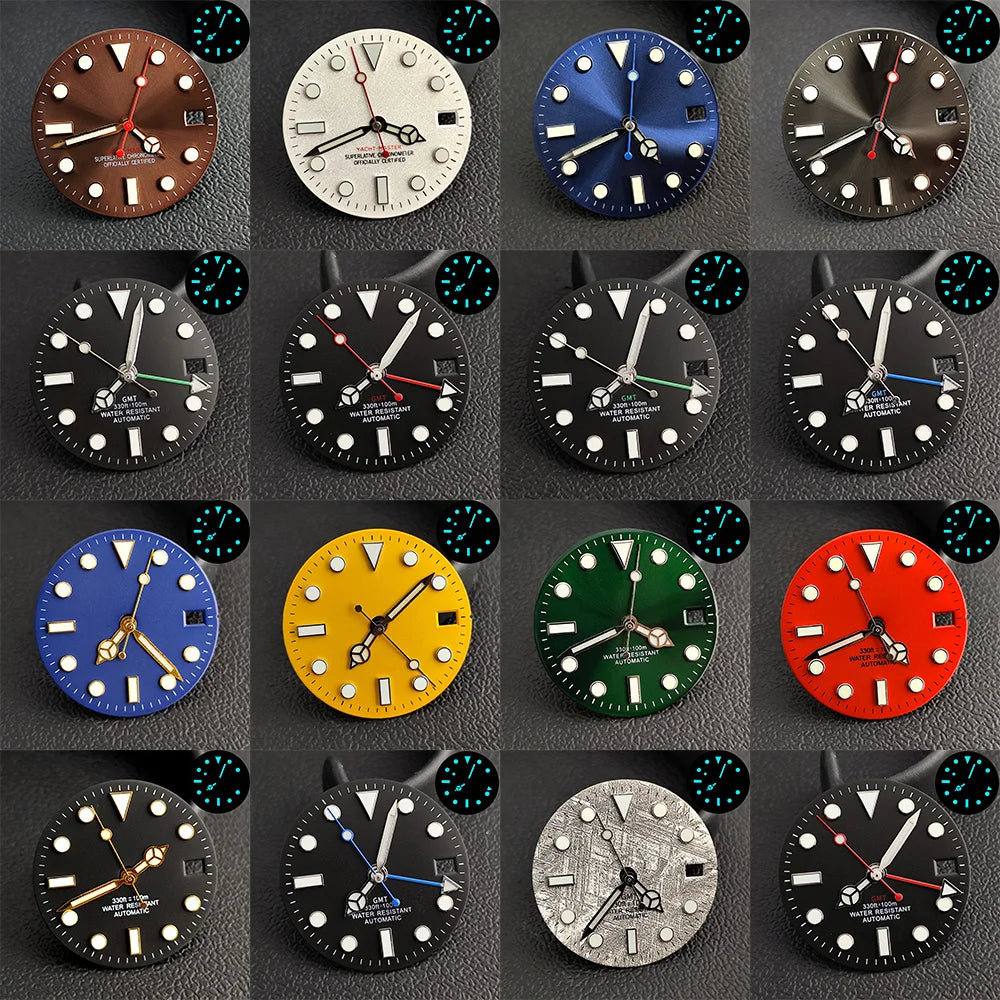28.5mm blue lume NH35 NH34 Dial Single Calendar Submariner style with Hands Watches accessory