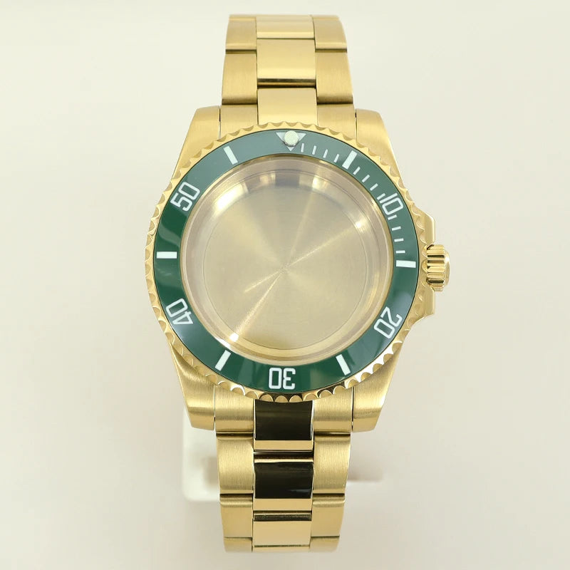 40MM PVD Gold Submariner Watch Case  GMT Yacht Master Polish Strap Sapphire Glass For NH35 NH36 NH34 NH38 Miyota 8215 Eta 2824 GMT SUB Yacht 20ATM waterproof