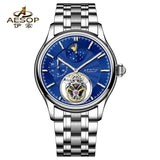 Flying Tourbillon Moon Phase Watch AESOP 7118 42mm Subsecond Automatic Skeleton Waterproof Sapphire