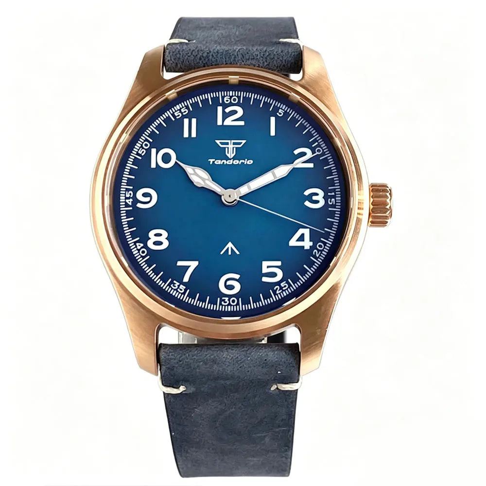 39MM Vintage Bronze Pilot Watch Real Cusn8 Tandorio TD131P Japan NH35A Miyota8215 PT5000 Automatic 20Bar Sapphire