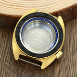 41mm Gold PVD Captain Willard Watch Case Domed Sapphire Tuna Turtle for Seiko MOD NH35 NH36 NH34 4R36 Movts Abalone Screw Crown