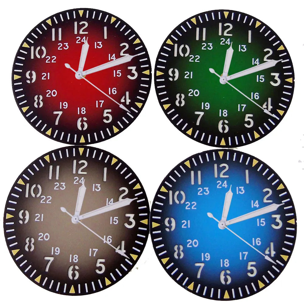 33.5mm Sandwich Watch Dial Grey Red Blue Green Dial Luminous Fit NH35 NH36 ETA2824 PT5000 ST2130 Diver Watch Case White Hand Set