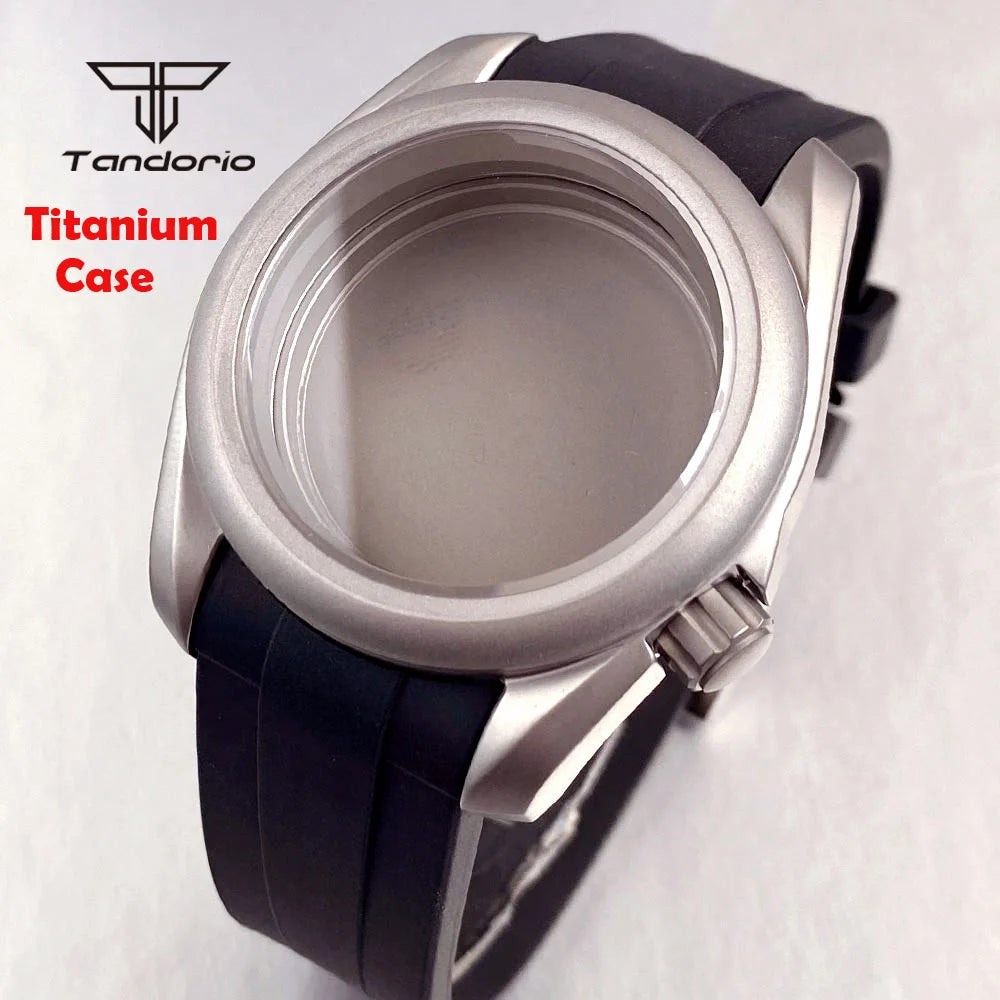 40mm Steel/Titanium Tandorio Pilot Watch Case Sapphire 3.8 Crown Waterproof Fit NH35 NH36 ETA2824 PT5000 Movt Thick Round Bezel