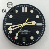 31mm seamaster Wave Watch Dial Hand Set 6 O'clock Date Window Black White Blue Green Fit NH35 Movement Luminus