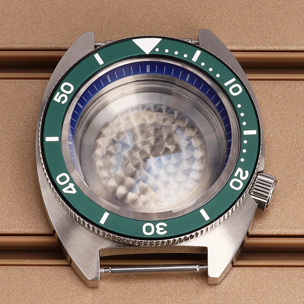 41mm Mod Turtle Watch Case Sapphire Glass Waterproof For Abalone/tuna mouth Captain Willard TMI NH35 NH36 NH38 4R Movement Stainless Steel Watch Accessories