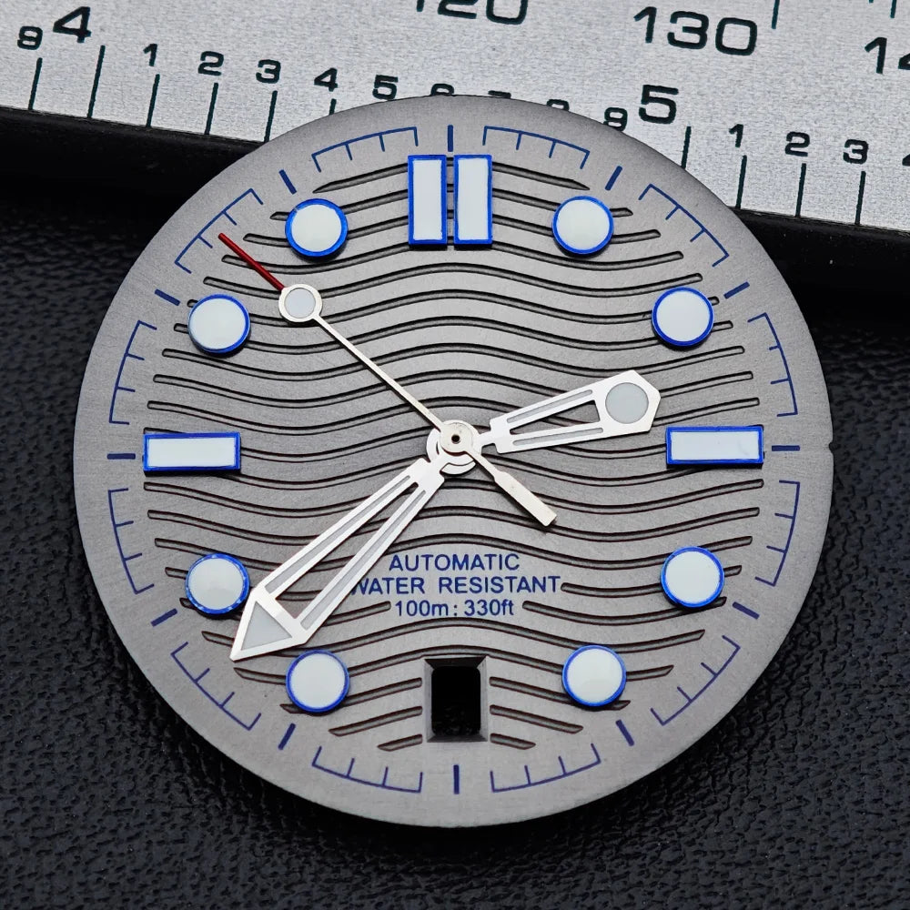 31.7mm seamaster Watch Dial For 300 Series NH35 NH36 Movement 6 O‘clock Date C3 Green Luminous Mechanical Watch Parts