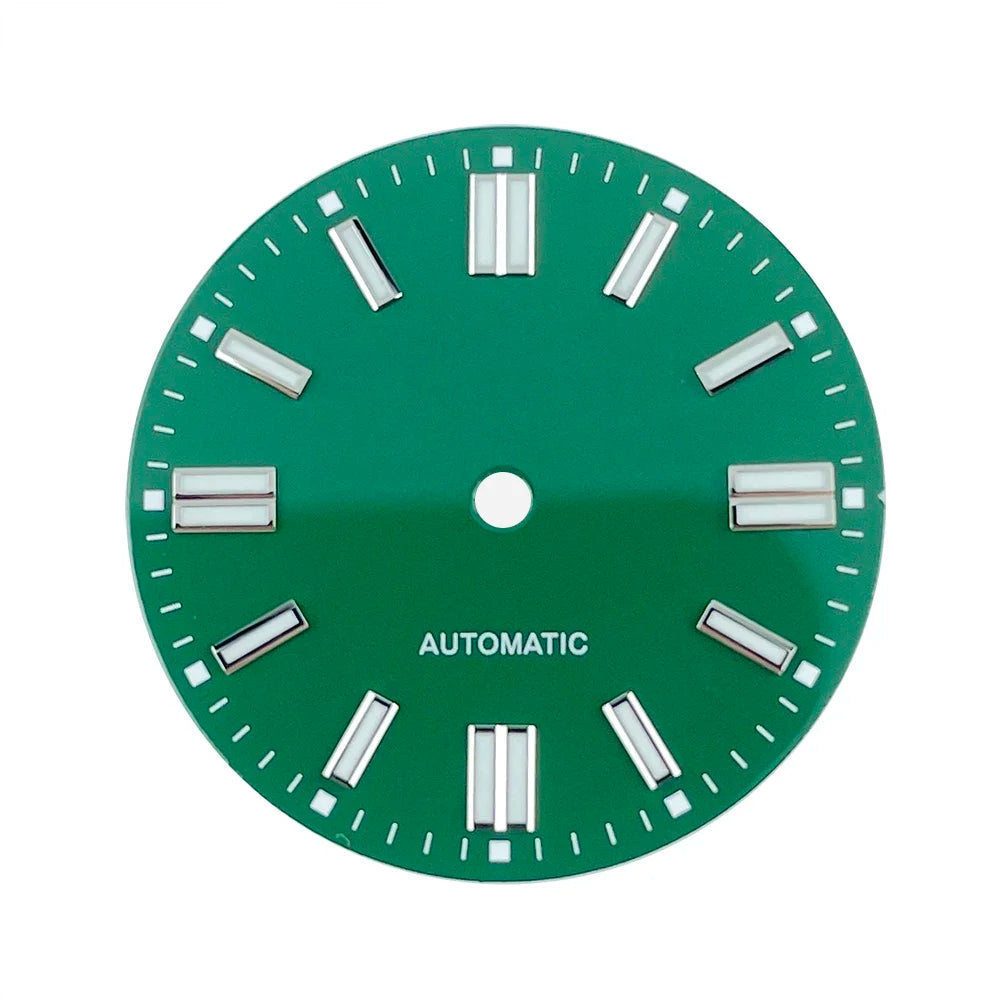 Double bar 28.5mm Watch Dials for NH35A NH38 Movement No Date with BGW9 Lume NH35 Dial Green Orange Blue PzpNqzZr