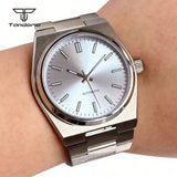 40MM PRX Mod Watch Tandorio TD305S NH35/PT5000 Automatic Sapphire Dress Watch Sunburst Dial Glass Back