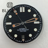 31mm seamaster Wave Watch Dial Hand Set 6 O'clock Date Window Black White Blue Green Fit NH35 Movement Luminus