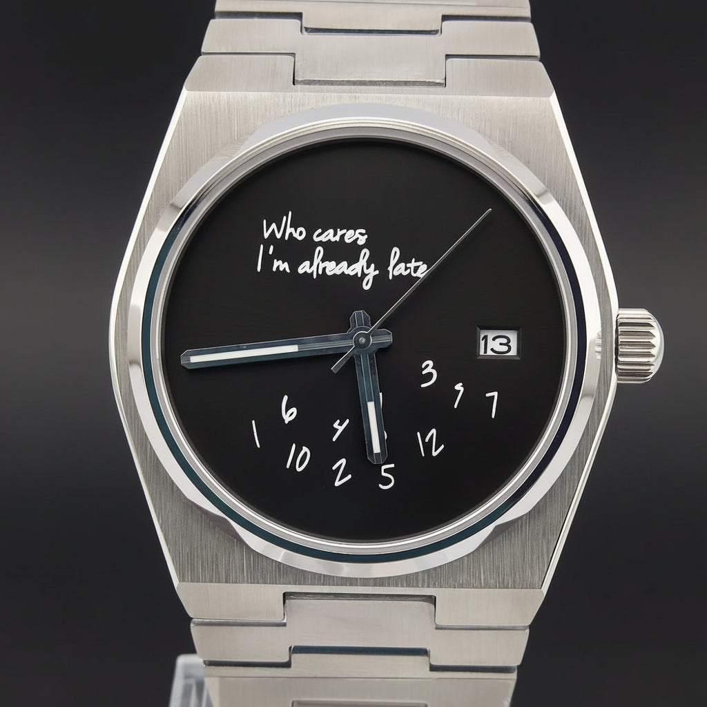 Special Dial PRX Watch nh35 Who cares i'm already late Sapphire