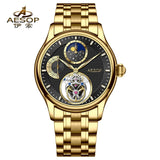 Flying Tourbillon  Automatic Watch AESOP 7117  Skeleton Moon Phase 42mm Sapphire 5ATM