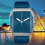 Fashion Octogon Watch 36mm Specht & Söhne Grey Color VH31 Quartz Egyptian Pyramids Dial Rubber Sapphire Crystal Stainless Steel Watch
