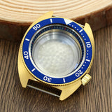 41mm Gold PVD Captain Willard Watch Case Domed Sapphire Tuna Turtle for Seiko MOD NH35 NH36 NH34 4R36 Movts Abalone Screw Crown