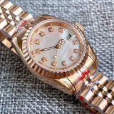 26mm Lady Watch Dress Silver Rose Gold Fluted Bezel  Pink MOP Diamond Dial Sapphire NH05 Automatic movement Watches for Women