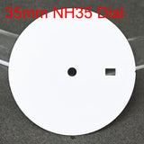 Total Blank 35mm NH35 Watch Dial Matte White Watch Face Fit For NH35 Automatic Movement Watch Part