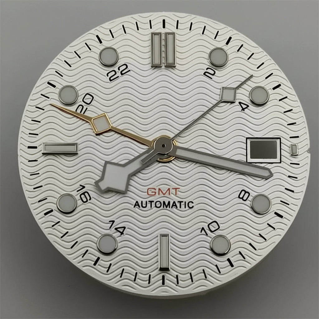 31mm NH34 GMT Dial Hands black blue white color green luminous