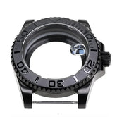40mm Black PVD Yacht master bezel Steel Black Matte Waterproof Watch Case With Sapphire Crystal For Nh35 Nh36 Movement 28.5mm Dial Mods