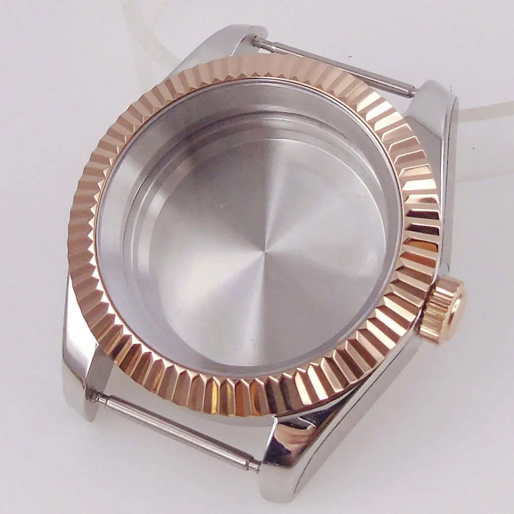 36/39mm Silver Gold Rose Gold Fluted Bezel Stainless Steel Watch Case fit NH35 NH36 4R35 4R36 ETA2824 PT5000 Movement