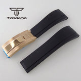 20mm Width Black/Blue/Green Silicone Rubber Strap Watchbands Black/Rose Gold Buckle Watch Spare Parts Accessories