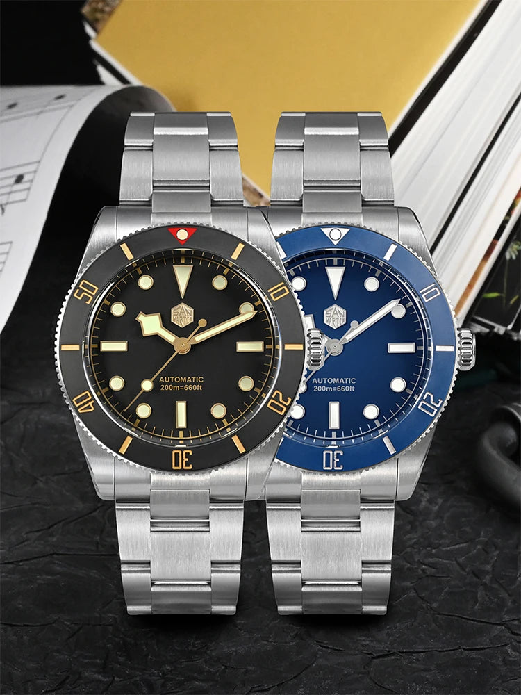 San Martin SN0138G New 37mm BB54 Vintage Diver Watch NH35 Automatic AR Sapphire C3 Luminous 20Bar