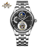 Flying Tourbillon  Automatic Watch AESOP 7117  Skeleton Moon Phase 42mm Sapphire 5ATM