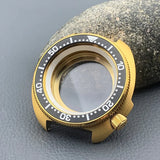 PVD Gold Turtle Abalone Watch Case 6105 6309 Crown at 4.1 Fit NH35 NH36 Movement 200m Waterproof Resistance Diving Men's Watch Case