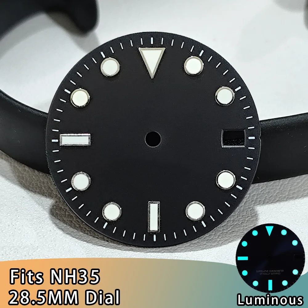 NH35 Dial Watch NH35 SUB Dials 28.5mm Dials Blue Luminous Single Calendar Multi-color Watches Replacement Accessories NH34 Dials