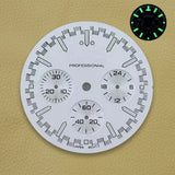 32.5mm Speed Dial Fit VK63 Movement Green Luminous Chronograph Watch Dial 3eyes