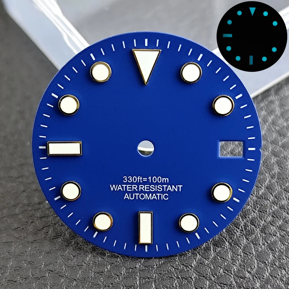 28.5mm blue lume NH35 NH34 Dial Single Calendar Submariner style with Hands Watches accessory