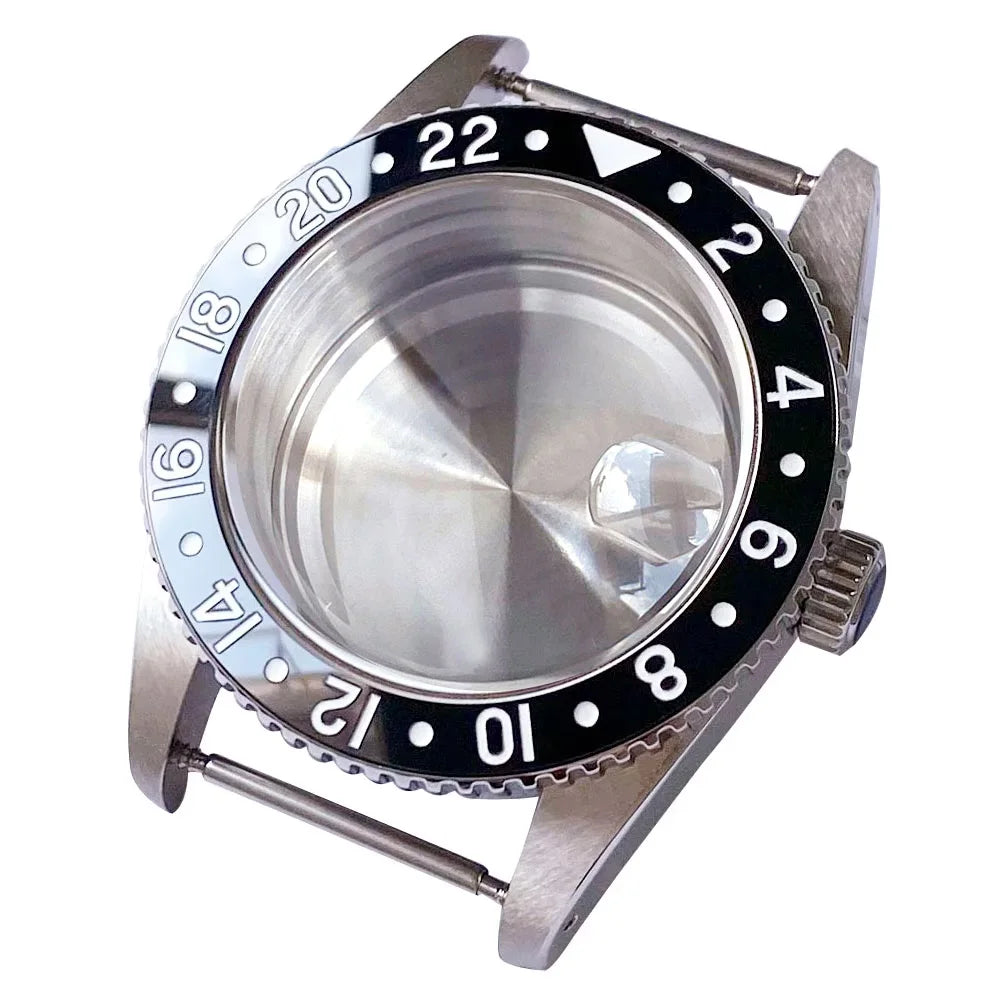 38mm Diver Watch Case GMT Case Stainless Steel Brushed 200M  Fit NH34 GMT NH35 Domed Sapphire Glass Alloy Insert 120 Click Bezel