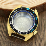41mm Gold PVD Captain Willard Watch Case Domed Sapphire Tuna Turtle for Seiko MOD NH35 NH36 NH34 4R36 Movts Abalone Screw Crown