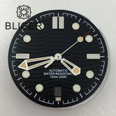 31mm seamaster Wave Watch Dial Hand Set 6 O'clock Date Window Black White Blue Green Fit NH35 Movement Luminus