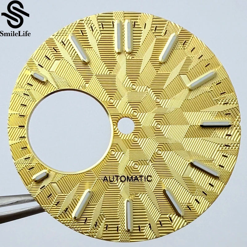 NH38 dial 28.5mm Texture Watch Dial Green Luminous Modification Watch Accessories  Watch Faces for NH38 Movement