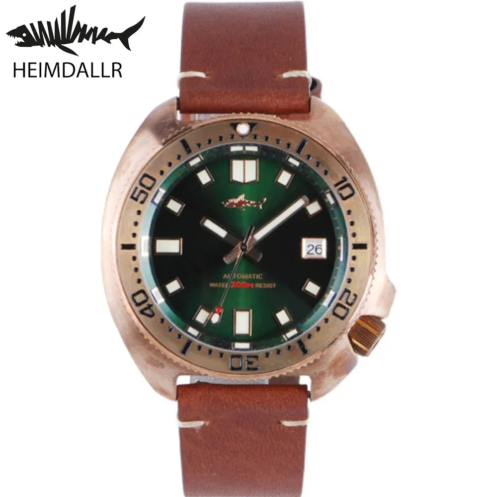 Heimdallr Turtle 6105 Watch CUSN8 Bronze 45mm Sapphire Crystal NH35 20Bar C3 Super Luminous