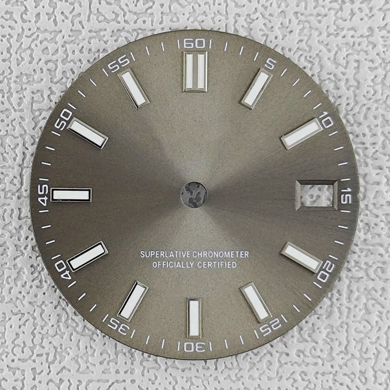 28.5mm double bar date window Watch Dial With Watch Hands Date Just Luminous Sunray Fit NH35 NH36 Watch Faces Automatic Movement