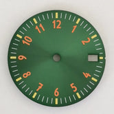 28.5MM ウォッチダイヤル NH35 デジタルダイヤル グリーン 夜光ウォッチフェイス NH35/NH36/4R/7S ムーブメント用ウォッチ改造アクセサリー
