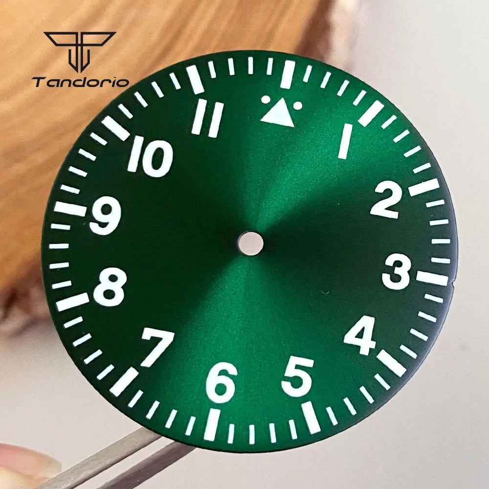 33.5mm Pilot Watch Dial+Hands Black/White/Blue/Green Color Luminous Fit NH35 NH36 NH38 ETA2824 PT5000 ST2130 Miyota82 Movt