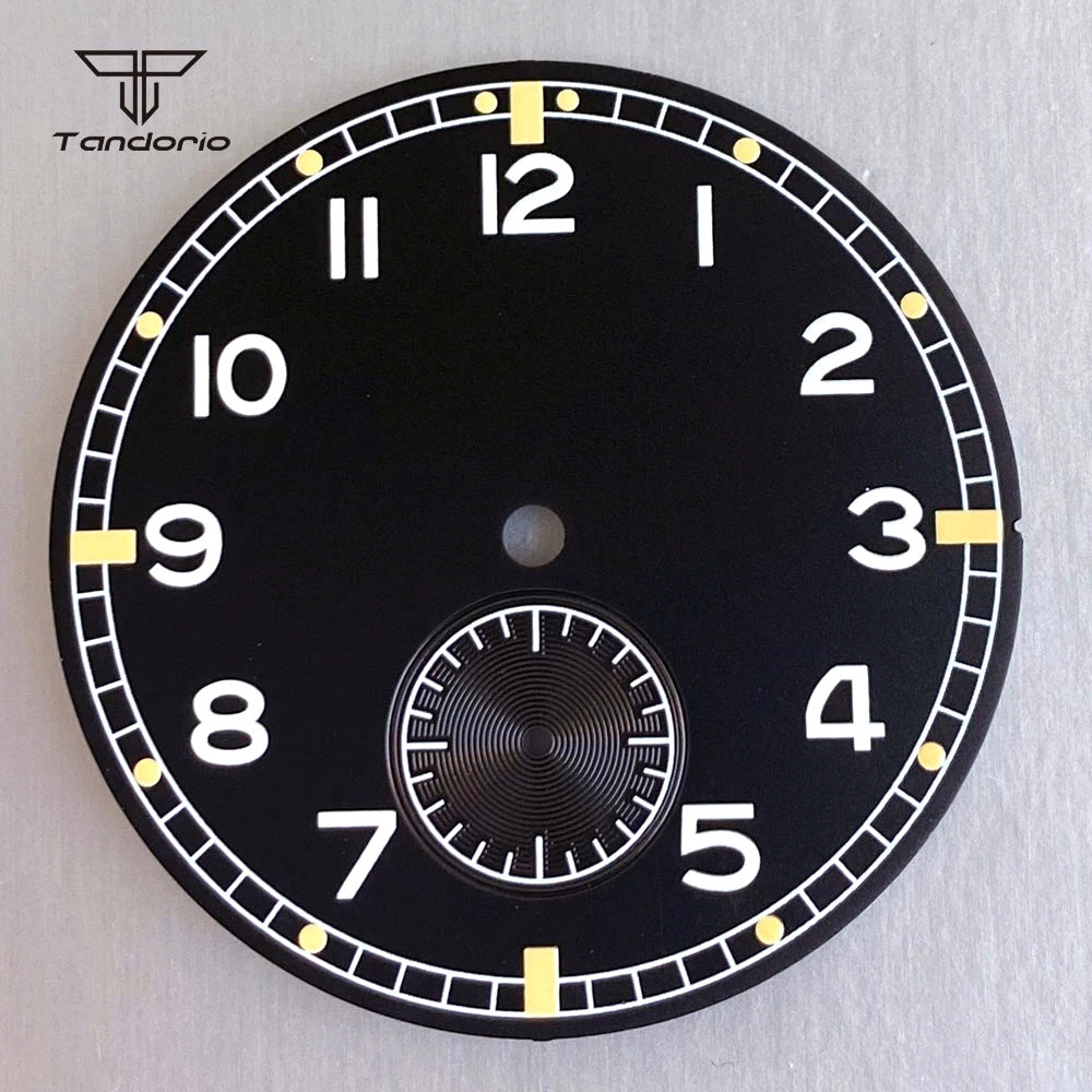 ST1701 Dial For Pilot Watch 33.5mm Black/Blue Color Watch Dial+Hands Set  Luminous Arabic Numerals Sub second
