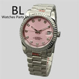 DateJust Dress Watch BLIGER BL001 36mm39mmPink Dial NH35A Automatic 904 Stainless Steel Fluted Bezel Sapphire Diamond Roman Marks