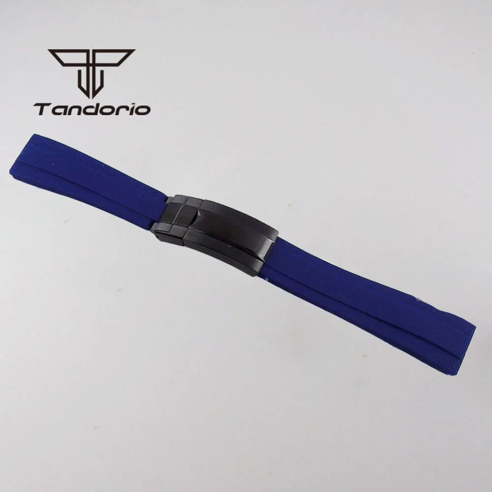 20mm Width Black/Blue/Green Silicone Rubber Strap Watchbands Black/Rose Gold Buckle Watch Spare Parts Accessories