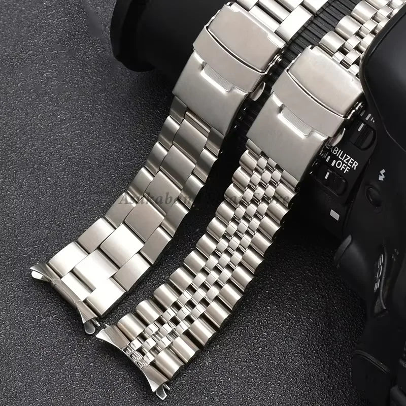 Stainless Steel Strap for Seiko Watch Band 18mm 19mm 20mm 22mm 24mm for Oyster for Jubilee Curved Metal Bracelet Men Women Band