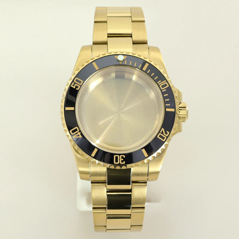 40MM PVD Gold Submariner Watch Case  GMT Yacht Master Polish Strap Sapphire Glass For NH35 NH36 NH34 NH38 Miyota 8215 Eta 2824 GMT SUB Yacht 20ATM waterproof